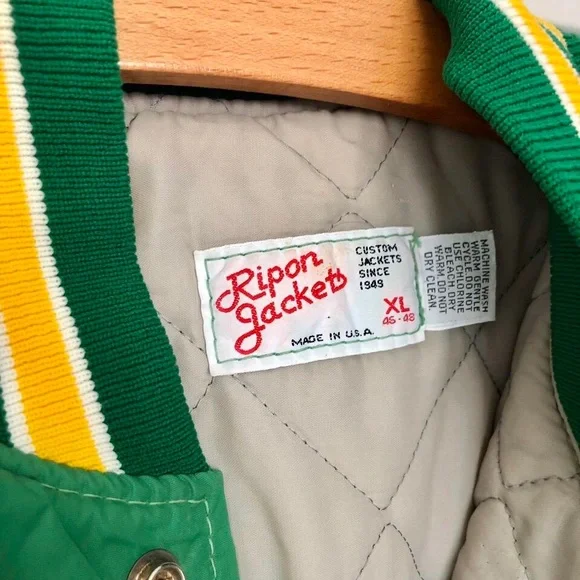 Vintage 1960s Beaver Dam High School Letterman’s JacketGreen and Yellow Ripon
